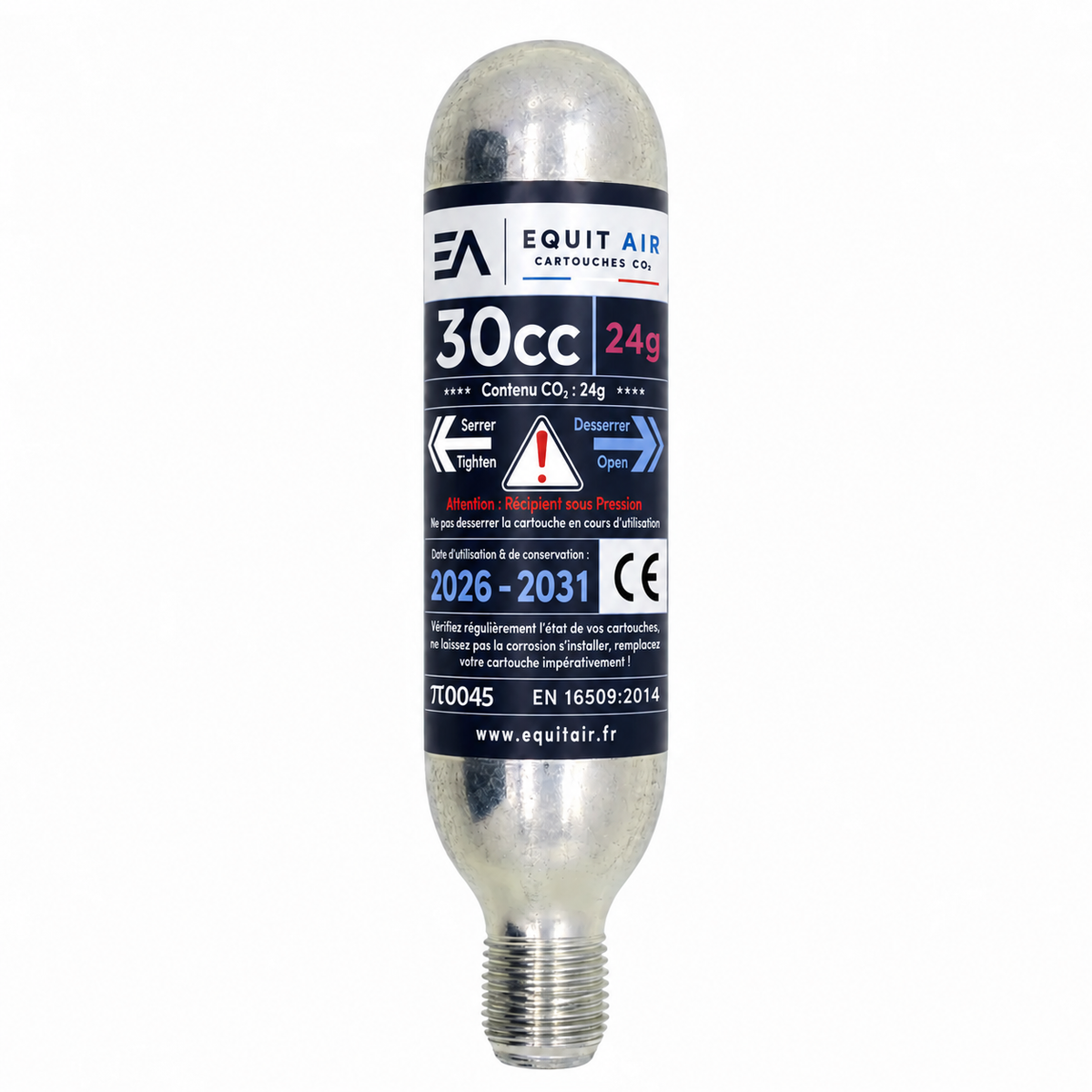 Cartouche CO₂ 30cc - 24g pour gilet airbag d'équitation