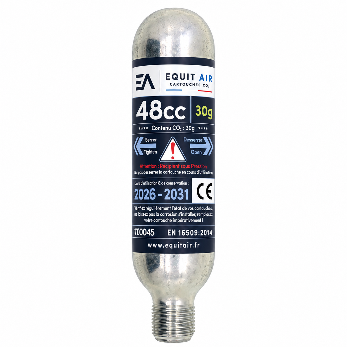 Cartouche CO₂ 48cc - 30g pour gilet airbag d'équitation