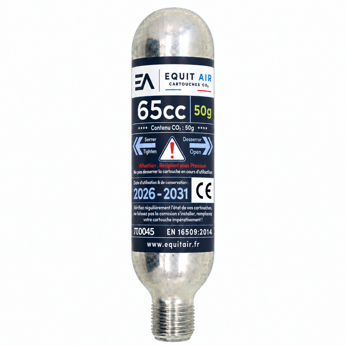 Cartouche CO₂ 65cc - 50g pour gilet airbag d'équitation