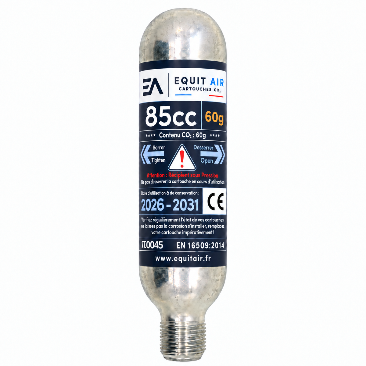 Cartouche CO₂ 85cc - 60g pour gilet airbag d'équitation
