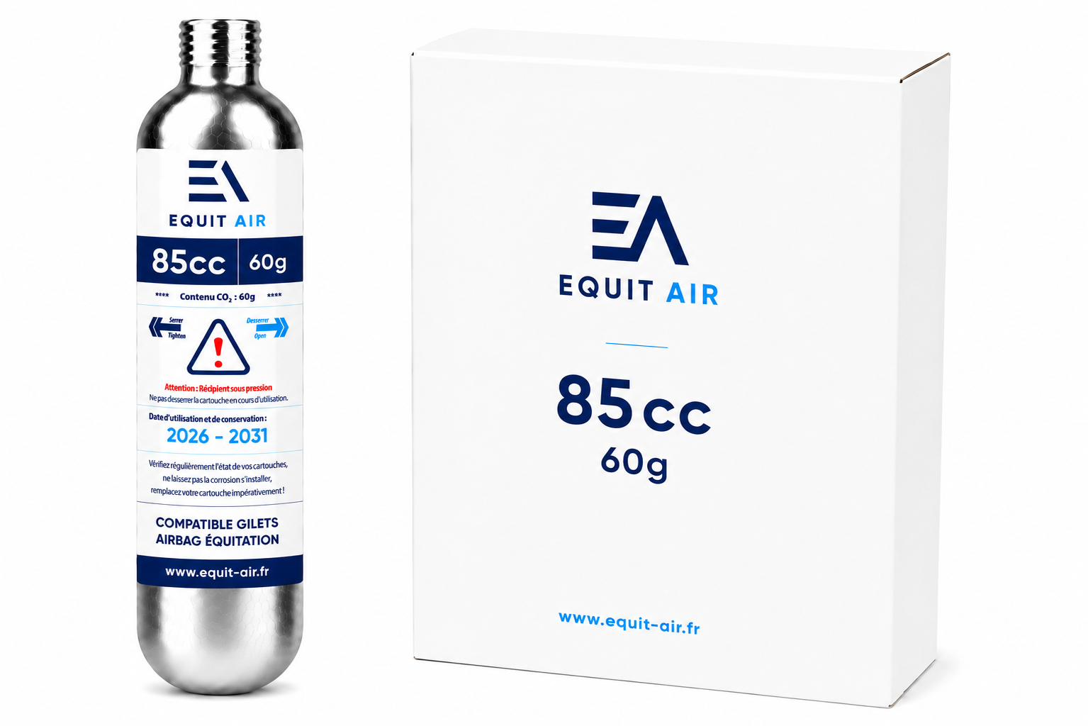 Cartouche CO₂ 85cc - 60g pour gilet airbag d'équitation